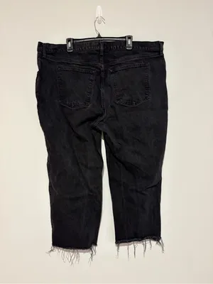 Abercrombie & Fitch High Rise 90’s Relaxed Cropped‎ Jeans raw hem black 36/22R thumbnail 2