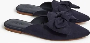 J. Crew Navy Blue Suedes Bow Mules Size 9 thumbnail 1