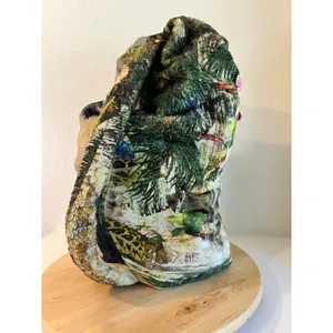 Johnny Was Cozy Plush Drawstring Bucket Sling Bag Large Tropical Parrot Jungle thumbnail 6