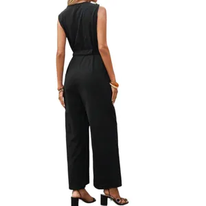 Emery Rose Sleeveless Surplice Belted Wide Leg Jumpsuit thumbnail 3