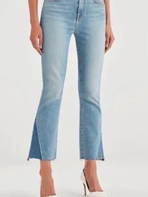 7 For All Mankind Light Blue Split-Hem Flare Jeans thumbnail 3