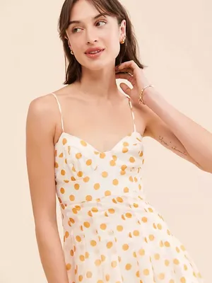 En Saison Ava Gold Polka Dot Ruffle Puff Sleeve Midi Dress Size Medium thumbnail 16