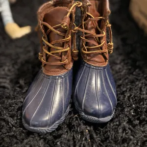 Steve Madden Navy and Brown Lace-Up Rain Boots thumbnail 2