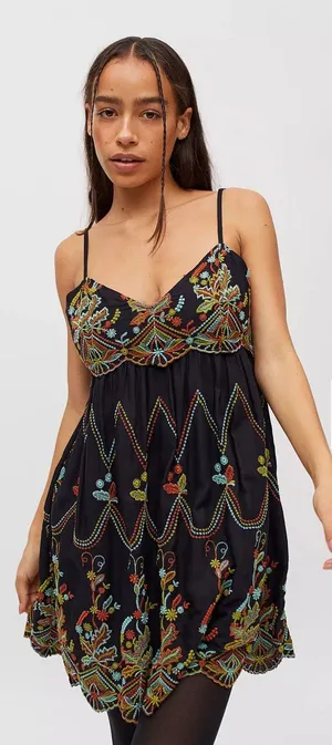 Urban Outfitters NWT Jamie Embroider Babydoll Dress - Medium thumbnail 1