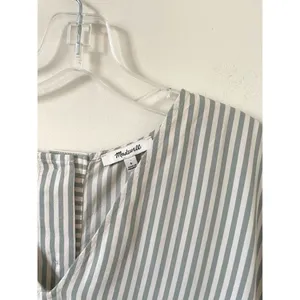 Madewell Striped Button Mini Dress Green Gray Tank Size Small thumbnail 6