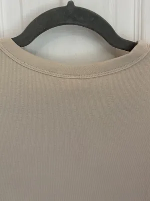 H&M Long Sleeve Crewneck Ribbed Top in Beige thumbnail 7