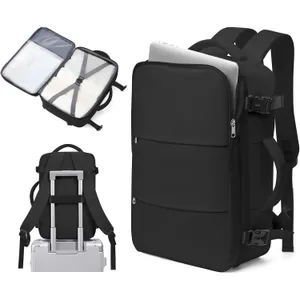 Black Carry On Travel Backpack Laptop Bag Personal Item NEW thumbnail 2