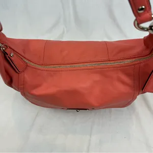 Coach Kristin F22309 Coral Pink Large Smooth Soft Leather Hobo Shoulder Bag thumbnail 10