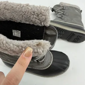 Sorel Waterproof Duck Boots Womens 7 Gray Faux‎ Fur Winter Snow thumbnail 8