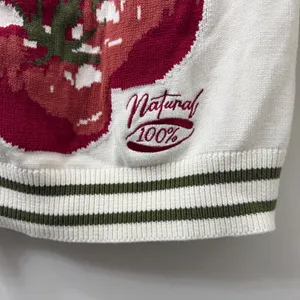 33 Degrees XS Cream Tomato Graphic Chunky Knit Cardigan Cottage Farmer's Market thumbnail 7