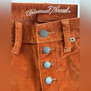 NWT Universal Thread Size 2 reg Burnt Orange rust Corduroy Mid Rise Skinny Pants thumbnail 5