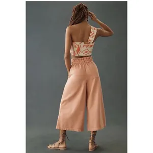 Anthropologie Pilcro High-Rise Ultra Wide Leg Crop Paperbag Peach Jean Size XL thumbnail 2