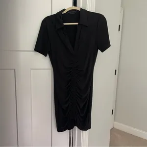 Alice + Olivia‎ MARSHA RUCHED POLO MINI Black Dress thumbnail 2