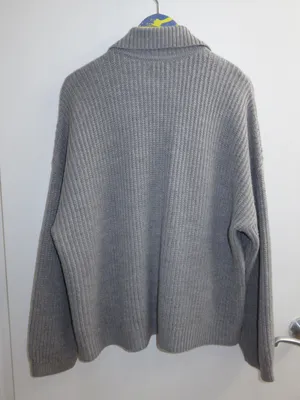 Quince Gray Cable Knit Cardigan Sweater Collared Button Front 100% Wool Medium thumbnail 2