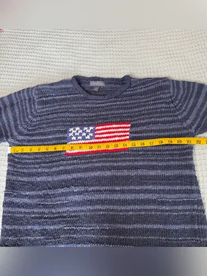 Vintage Y2K Northern Isles Roll Neck American Flag Sweater Womens XL Navy USA thumbnail 7