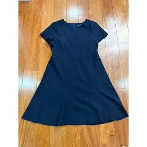 Banana Republic Fit and Flare Dress Womens Navy Blue Notched Neck 14 thumbnail 3