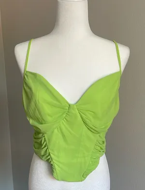 NEW Lime Green Ruched Crop Top Size 2X thumbnail 1