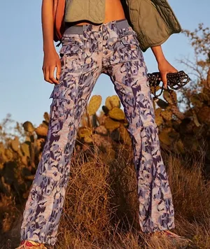 Free people movement Floral Blue Boot Cut Pants thumbnail 1