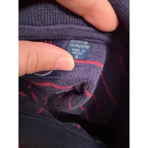 Vintage 80s Hartog Marine Club Velour Long Sleeve Polo Shirt Navy & Red Striped thumbnail 7