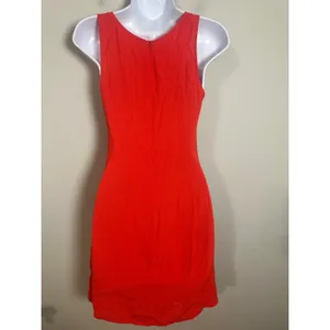 Reformation Tegan Dress Warm Orange Square Neck Mini Dress Size 2 thumbnail 3