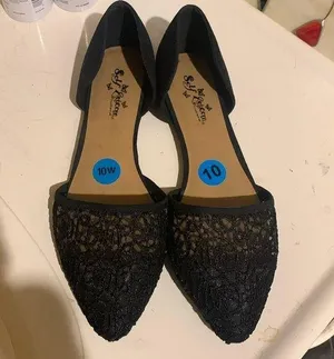 Self Esteem Black Flats with Black Netting thumbnail 1