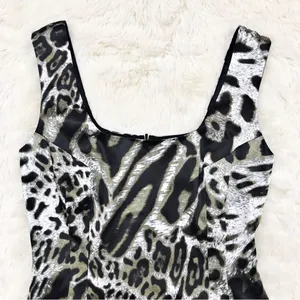 JAY GODFREY Leopard Print Satin Mini Dress‎ Sleeveless Black White Size 0 New thumbnail 5