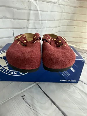 Birkenstock Boston Rivet Border Suede Clog in Zinfandel - US L7 M5 / EUR 38 thumbnail 4