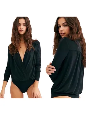 Free People Intimately "Turnt" Bodysuit Size M NWT Black thumbnail 2