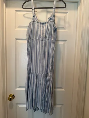 Indulge Light Blue Striped Button-Front Sundress thumbnail 2