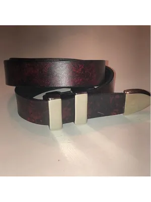 Deep Red Faux Leather Belt with Silver Tone Hardware thumbnail 5