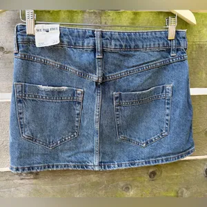 We The Free People Wynne Sashiko‎ Micro Mini Skirt Skort Denim Jeans 26 thumbnail 3