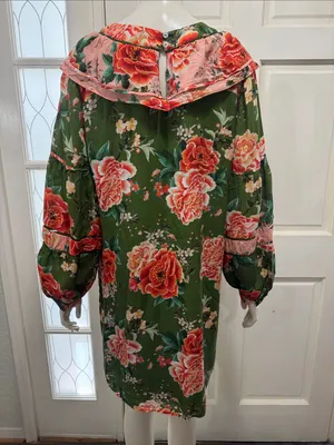 Farm Rio by Antropologie Floral Print Elinor Tunic Dress Size Medium thumbnail 11