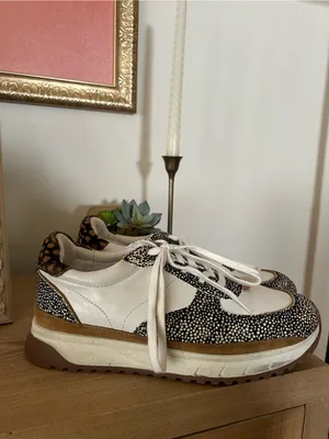 Madewell Kickoff Trainer Sneakers Olive Grove Multi Leather‎ Spots White Tan 9 thumbnail 2