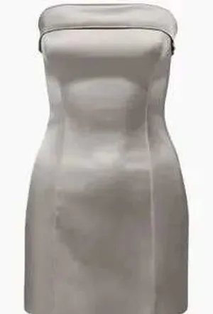 Sunday Best Satin Mini Dress Womens 6 Silver Blue Strapless Fold‎ Over Cocktail thumbnail 1