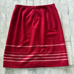 Ann Taylor Loft Red Wool Blend Skirt Stripes Pleated Academic Office Siren Sz 8 thumbnail 2
