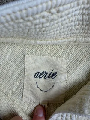 Aerie Cream Oversized Polo Sweatshirt – Size M thumbnail 5