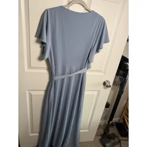 NWT Birdy Grey Dress Dusty Blue 1X Bridesmaid Formal Wedding Yolanda Crepe thumbnail 8