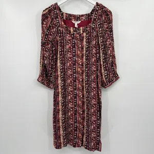 Garnet Hill Jardin Crepe Dress Firesmoke Stripe A-line 3/4 Sleeves‎ Size Small thumbnail 3