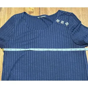 Storybuk Knit Small Ladies Navy Ribbed Short Sleeve Top thumbnail 6