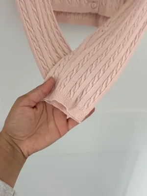 Light Pink Cable Cardigan  thumbnail 3