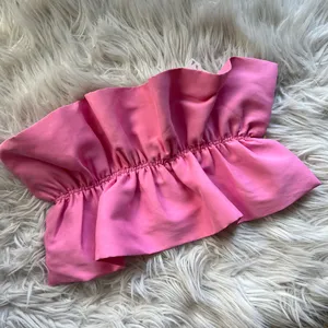 Zara Pink Ruffle Strapless Tube Top NWT thumbnail 2
