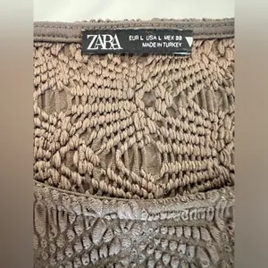 Zara Brown Fitted Long Sleeve Crop Top thumbnail 5