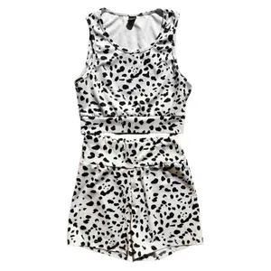SHEIN Dalmatian Print 2 Piece Activewear Crop Top Shorts Set Petite XS thumbnail 4