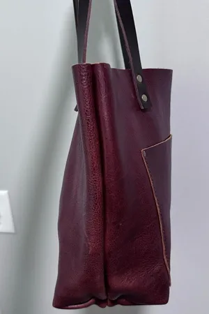 Portland Leather Goods Brown Hand Made Tote Bag Purse thumbnail 8