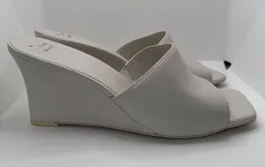 A New Day Vivi Wedge Mule Heels Women’s 10 Off-White Vegan Leather Open Toe thumbnail 1