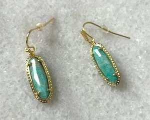 Kendra Scott Emma 14K Gold Over Brass Amazonite drop turquoise Earrings New OS thumbnail 1