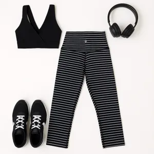 Lululemon Wunder Under Crop Stripe Luon High Rise Yoga Leggings Size 4 6 Women thumbnail 14