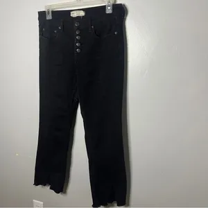 Free People Black Button Fly High-Rise Raw Hem Women's Jeans 29 thumbnail 4