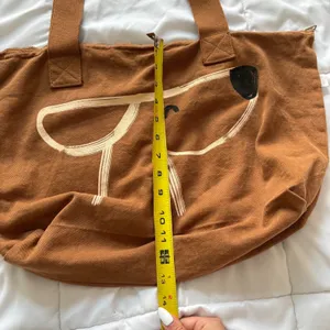 Tell Your Dog I Said Hi Canvas Tote Bag Brown Zip Made in USA 100% Cotton thumbnail 3