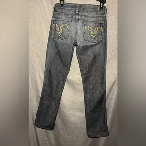 7 For All Mankind Straight Leg ‎ Jewel Embellished Back Pockets Size 24 Jeans thumbnail 2